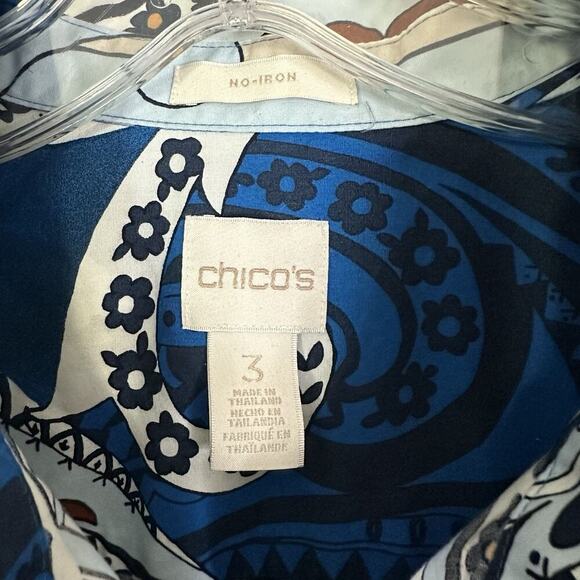 Chicos Sz 3 No-Iron Top Women Plus Sz 16 XL Work Wear Casual Comfortable Paisley - Picture 3 of 16